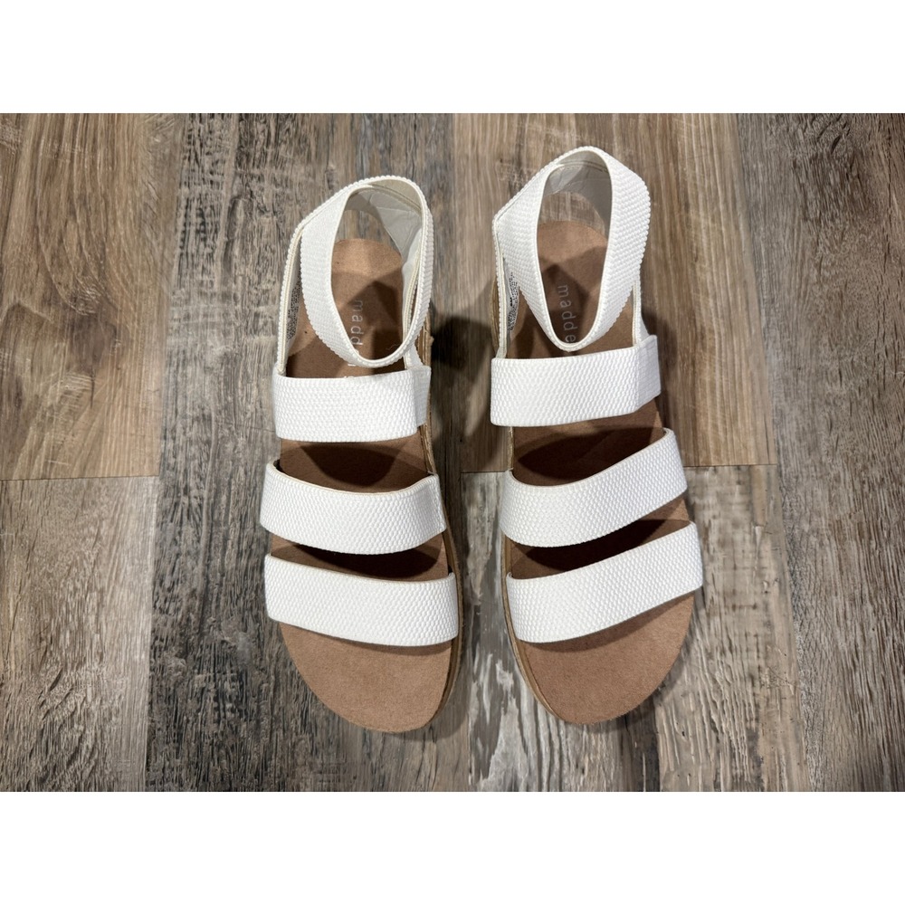 Madden Girl Lomie White Triple Strap Espadrille Platform Sandals Womens 8M